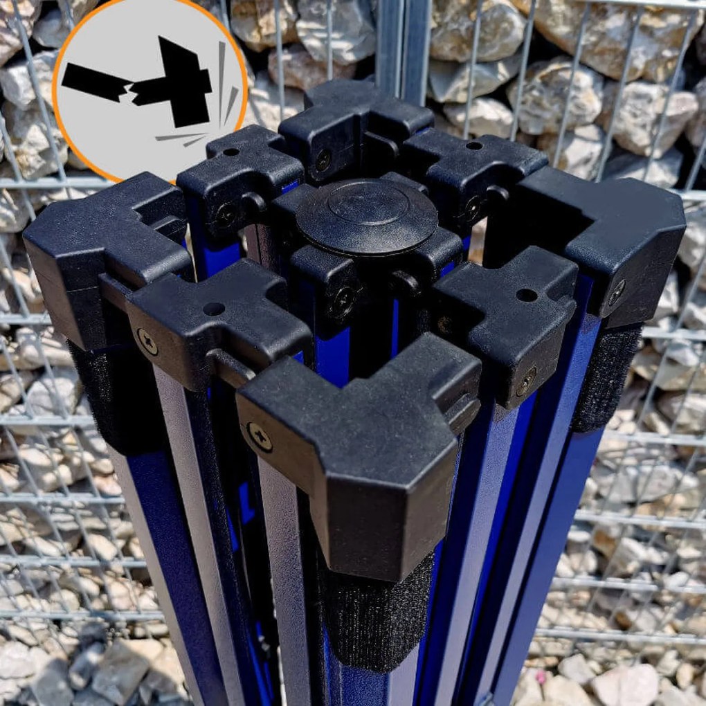 Cort de petrecere 2x2 m cu 3 pereți: pliabil tip foarfecă, adăpost din oțel pentru grădină - cu 3 pereți - Albastru