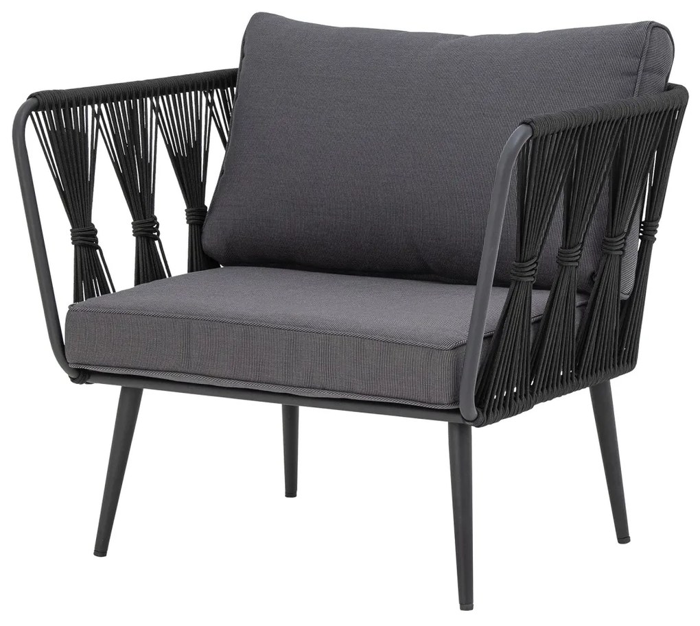 Fotoliu de exterior, negru, din metal, Pavone