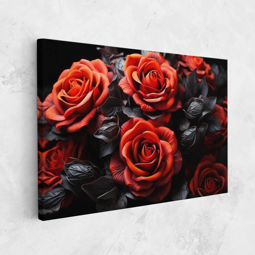 Tablou Canvas, 40x60cm, Dormitor si Living, Flori, Trandafiri, Red Grey Rose