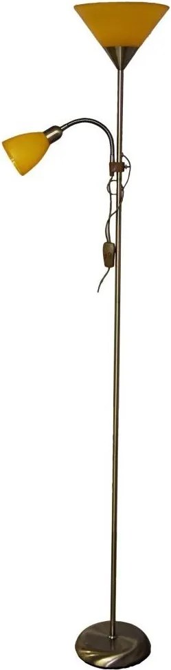 Lampă de podea WENDY, 1xE27/100W/230V + 1xE14/40W, alamă/portocaliu