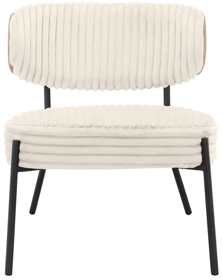 Fotoliu cu taburet crem cu tapițerie din catifea reiată Jerry – Støraa