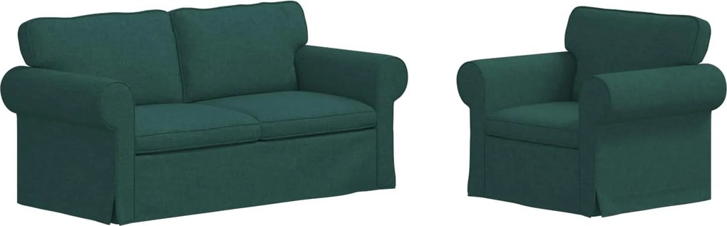 vidaXL Set de canapea 2 pcs Verde închis 175 x 82 x 80 cm țesătură