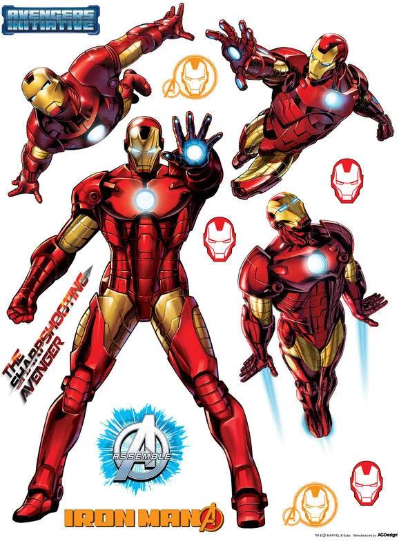 AG Design Avengers Iron Man - autocolant de perete 65x85 cm