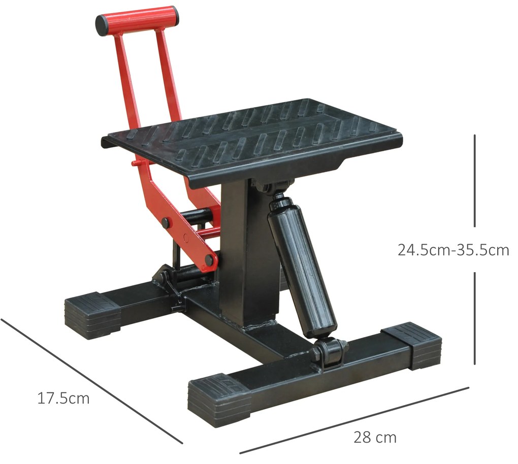 HOMCOM Cric de Ridicare pentru Motociclete, Capacitate 150kg, Înălțime Reglabilă, din Oțel Zincat și Cauciuc, cu Manivelă | Aosom Romania