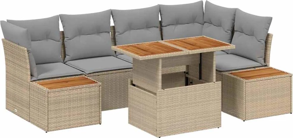 vidaXL Set de canapele pentru grădină 10 pcs Bej Rattan poli
