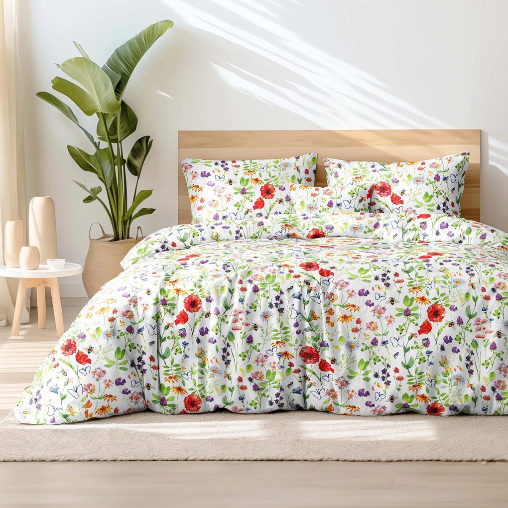 Goldea lenjerie de pat din 100% bumbac - câmp de vară 140 x 220 și 50 x 70 cm