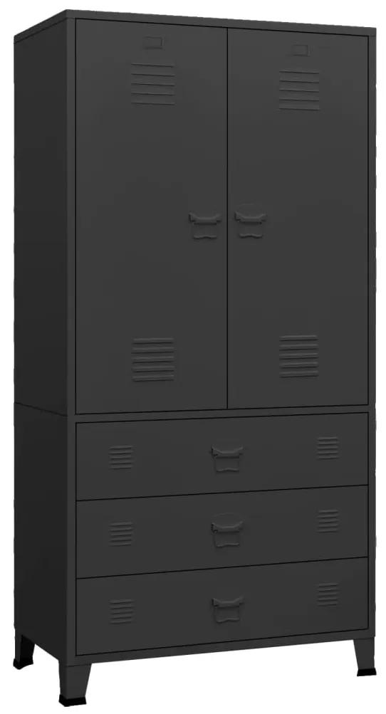 339613 vidaXL Șifonier industrial, negru, 90x50x180 cm, metal