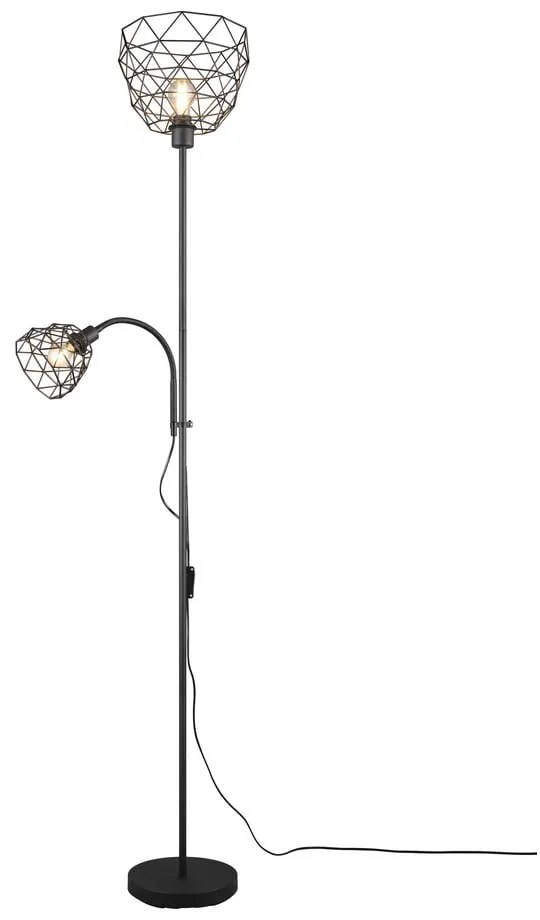 Lampadar negru cu abajur din metal (înălțime 180 cm) Haval – Trio