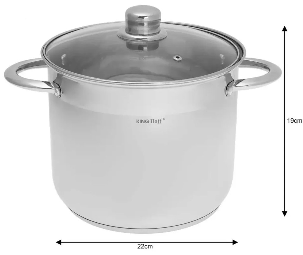 Set oale din inox cu capace, 20/22/24 cm, 5.6/7.2/9 L Kinghoff KH4310