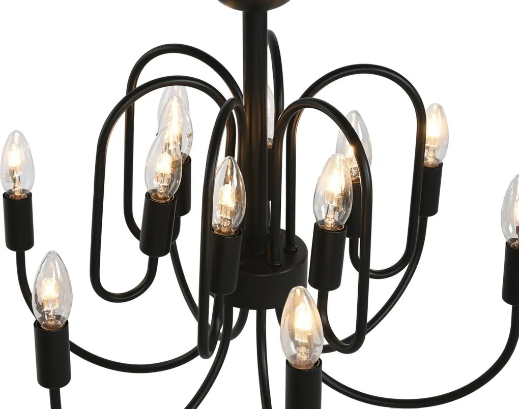 Candelabru din metal, negru, cu 12 brațe, 46 x 54 cm, „Cayeux”
