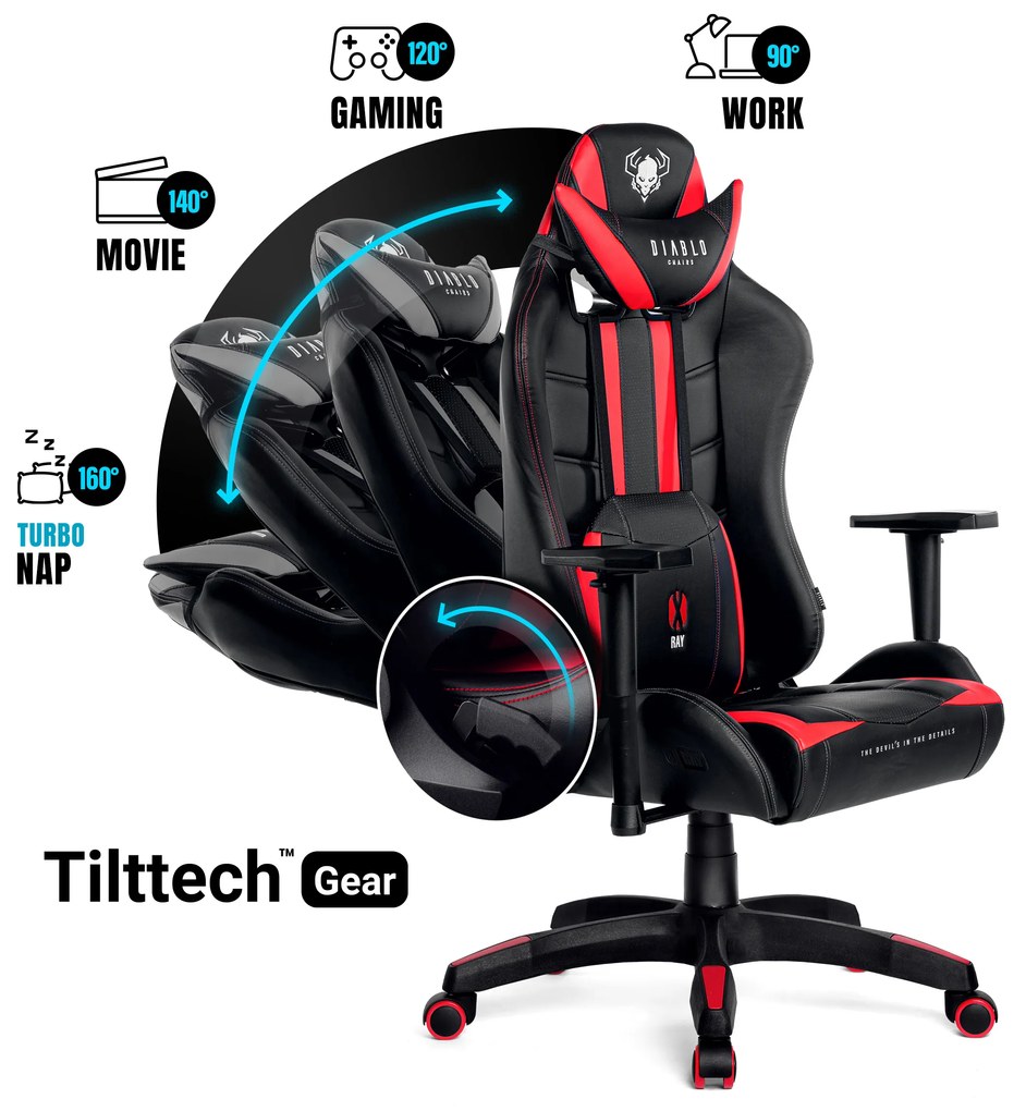 Scaun pentru copii Diablo X-Ray Kids Size: negru-roșu Diablochairs