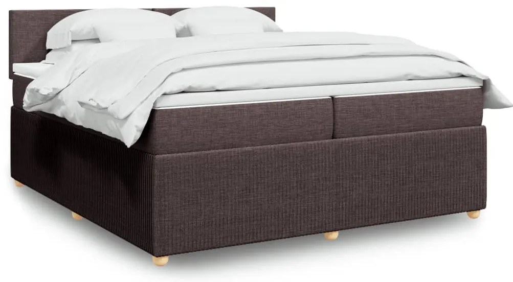 vidaXL Pat box spring cu saltea, maro închis, 200x200 cm, textil