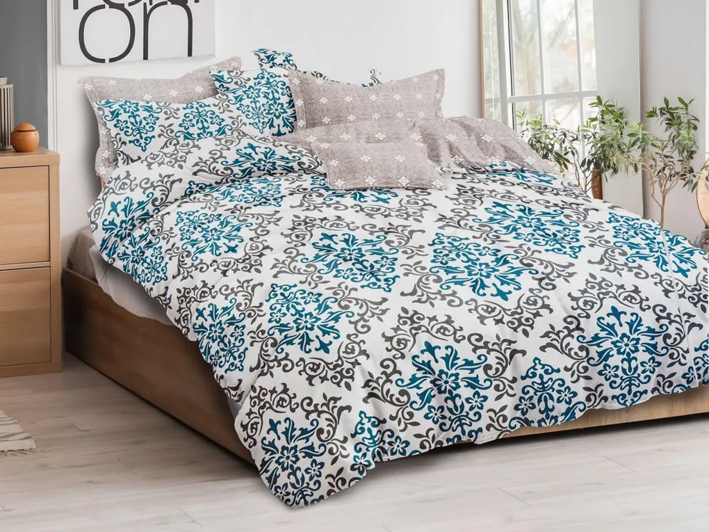 Lenjerie de pat din bumbac alb BADDY + fata de perna 40 x 50 cm gratuit