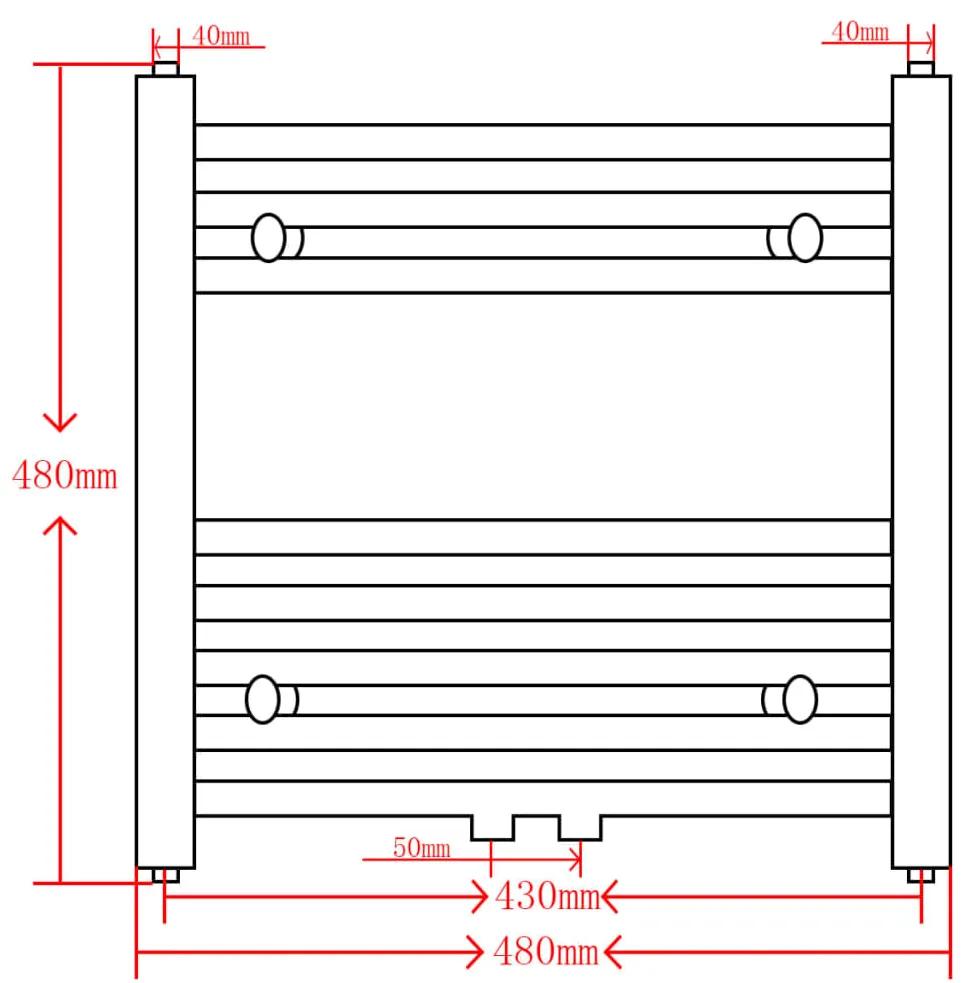 Radiator port-prosop incalzire centrala baie, curbat, 480x480 mm, gri 1, Gri, 480 x 480 mm, Curbat
