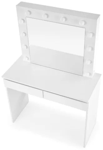 Masă de toaletă HOLLYWOOD cu iluminare LED, 140x94 cm, albă