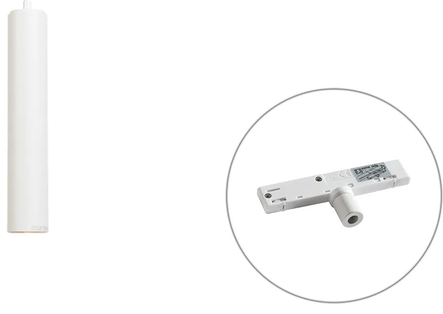 Lampă suspendată de design albă, inclusiv adaptor pentru șină monofazată - Slimline Tuba Small