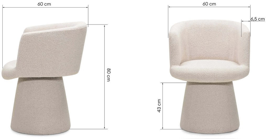 Fotoliu design rotativ YATO, crem