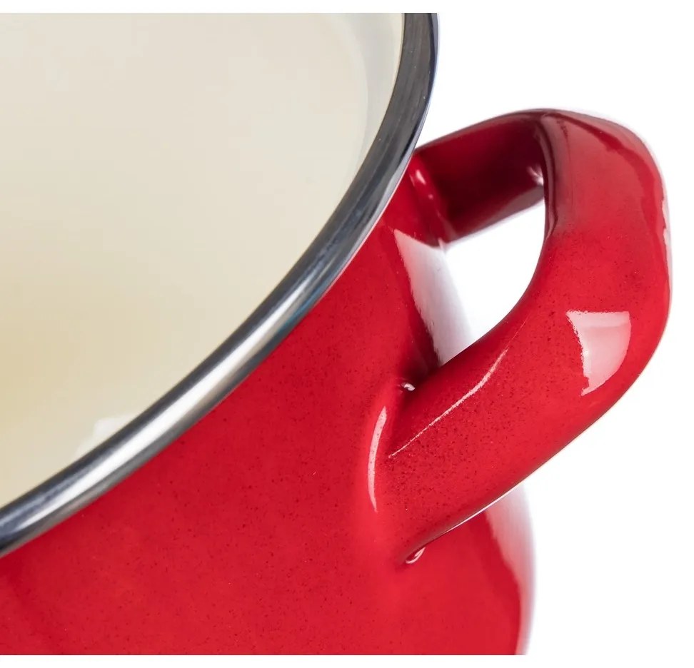 Oală emailată cu capac Banquet Milton roșu, 12 cm, 0,78 l, 12 cm