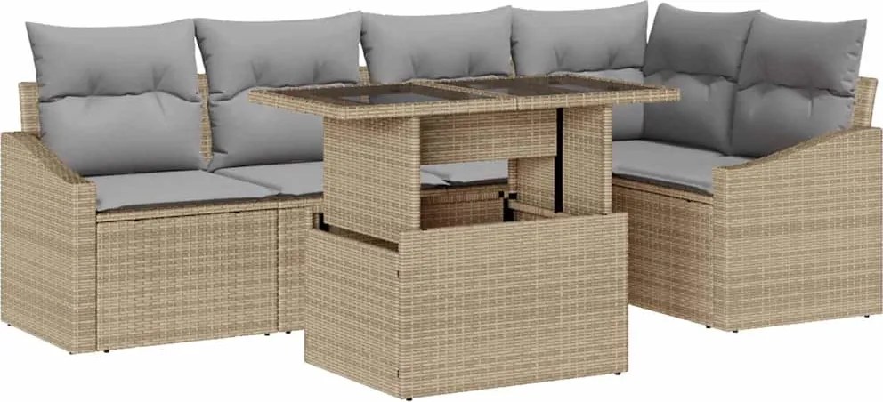 vidaXL Set de canapele pentru grădină 6 pcs Beige și gri deschis
