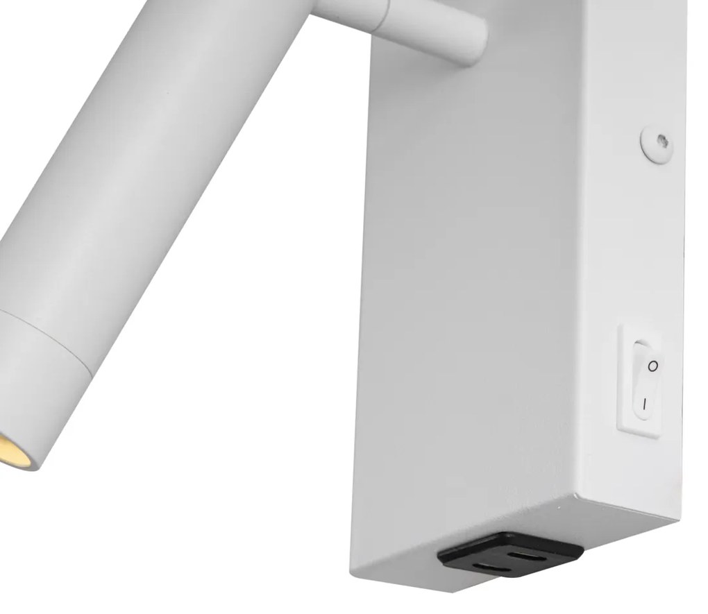Lampă de perete modernă albă reglabilă cu USB-C - Croft