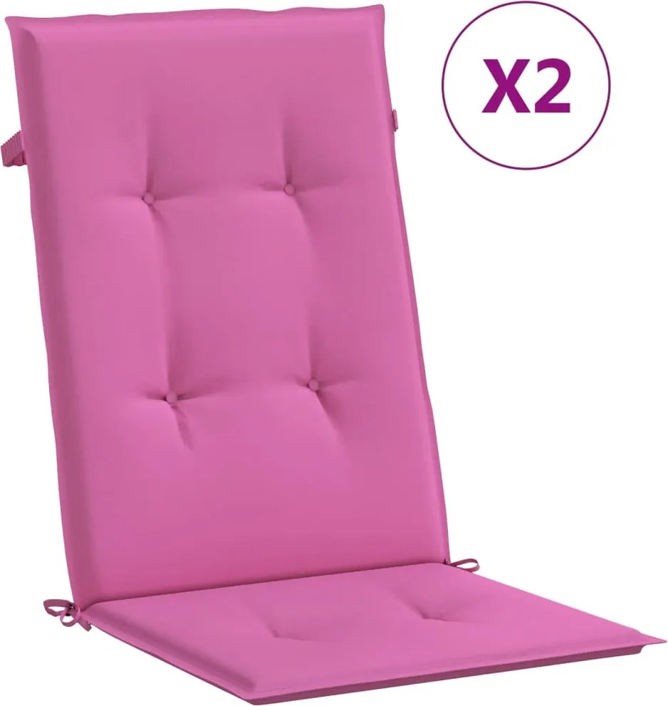 vidaXL Perne scaun cu spătar înalt, 2 buc., roz, 120x50x3 cm, textil
