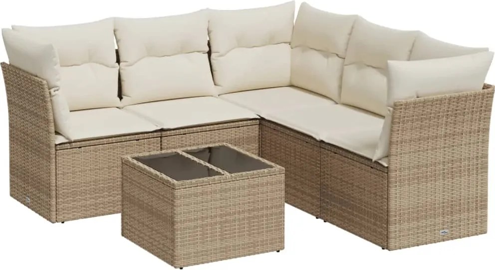 vidaXL Set canapele de grădină cu perne, 6 piese, bej, poliratan