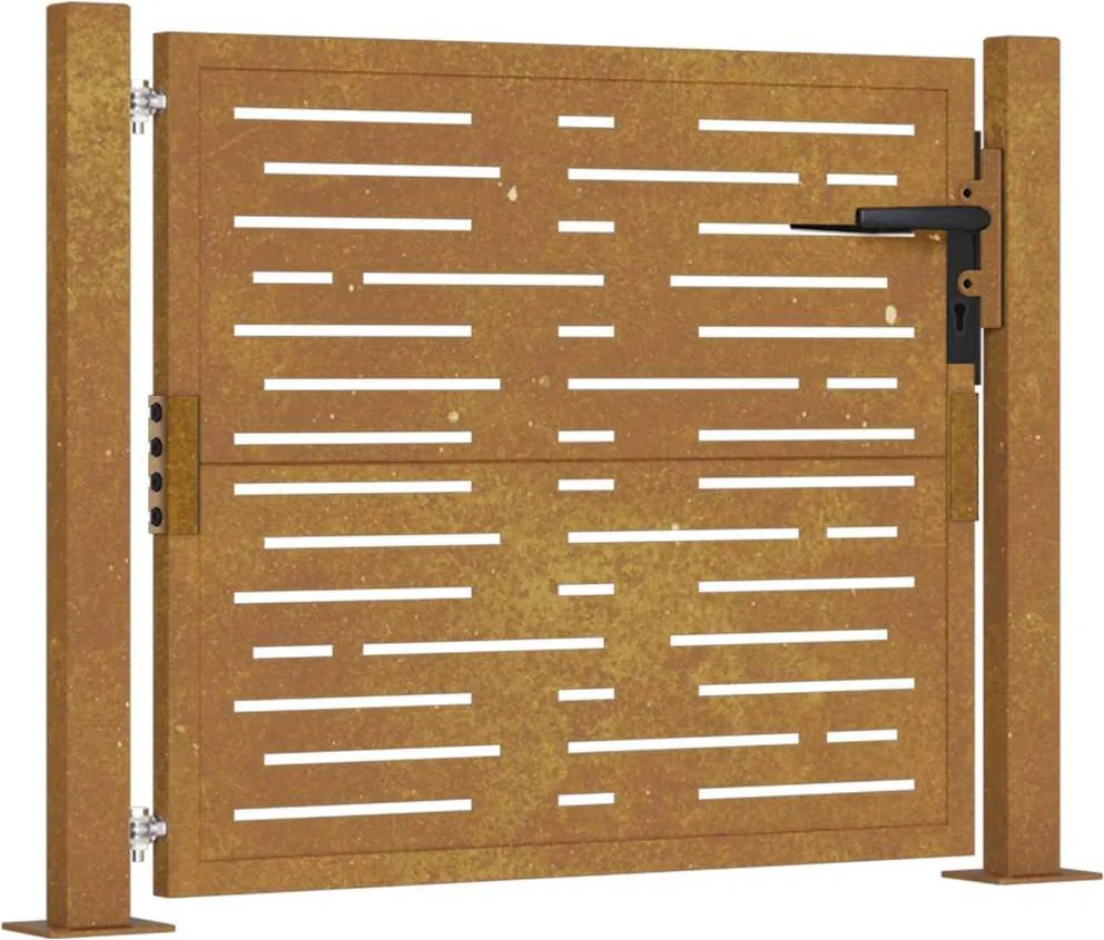 vidaXL Poartă de grădină 100x100 cm, oțel Corten, design pătrat