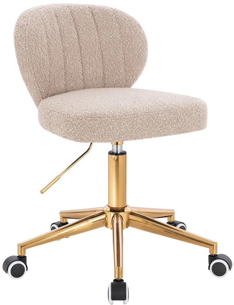 HR193K Scaun Latte Boucle cu Bază Aurie