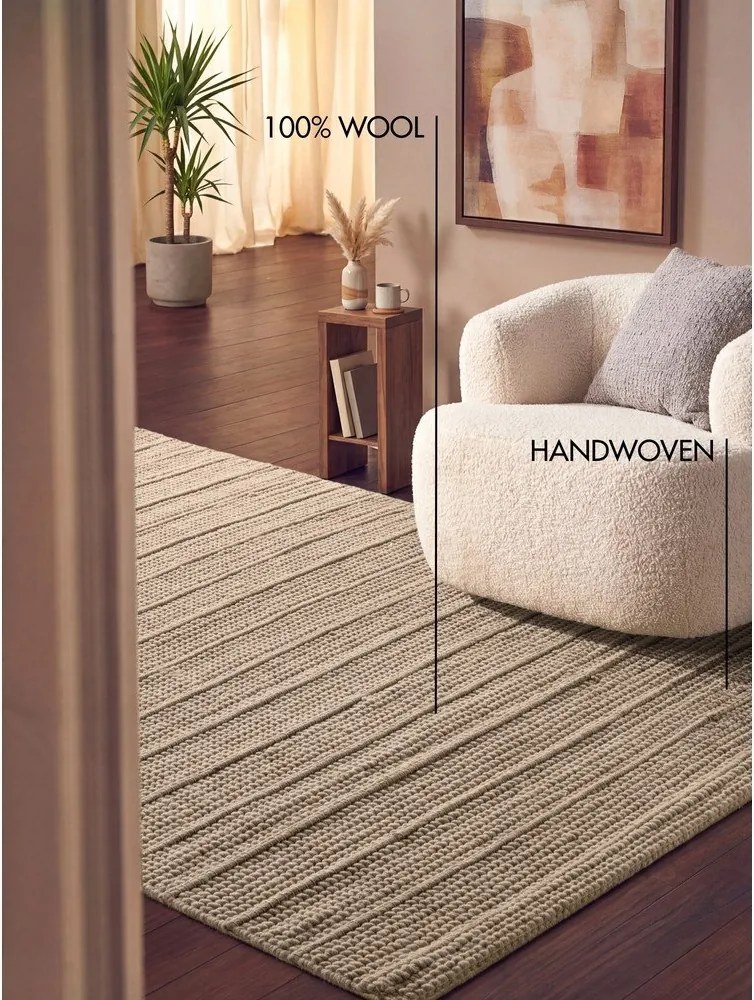 Covor bej țesut manual din lână 160x230 cm Camden Parker – Ted Baker