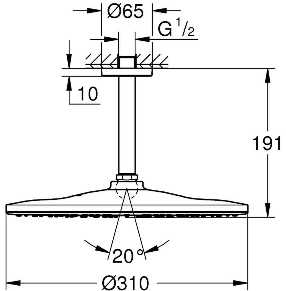 Grohe Rainshower cap de dus cu brat 31x31 cm rotund Brushed Warm Sunset 26560DL0