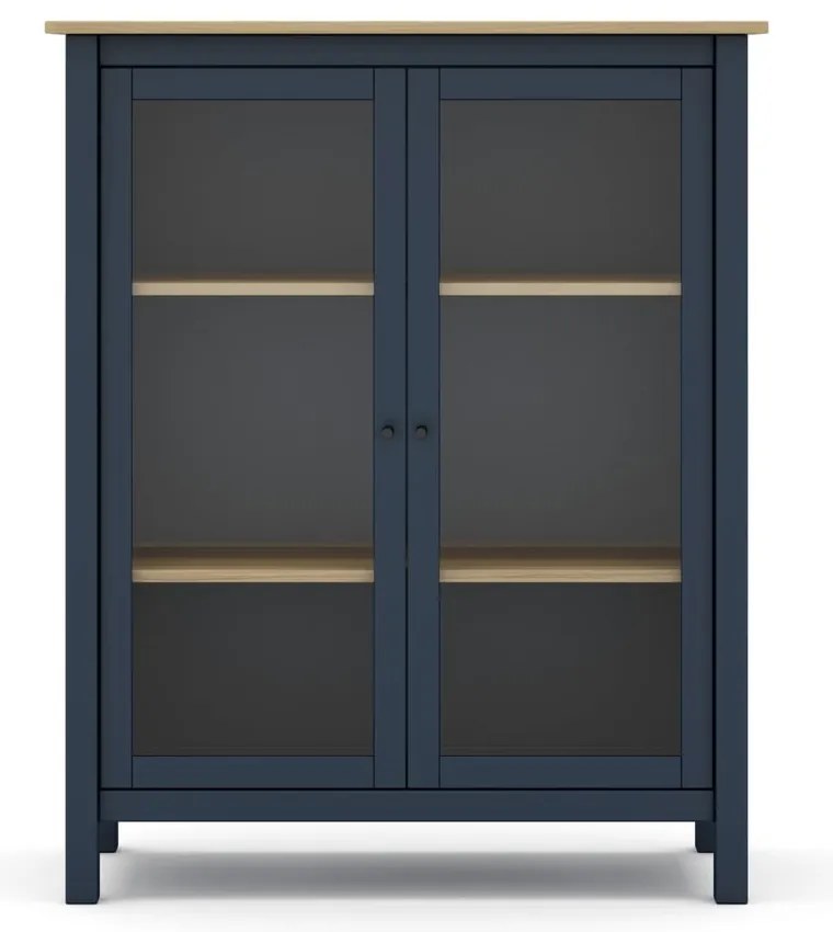 Vitrină albastru-închis/natural din lemn de pin 90x110 cm Misti – Marckeric