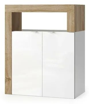 Dulap coloana mediu LC Mobili Italia Hamburg 64x78 cm finisaj alb lucios/maro lemn