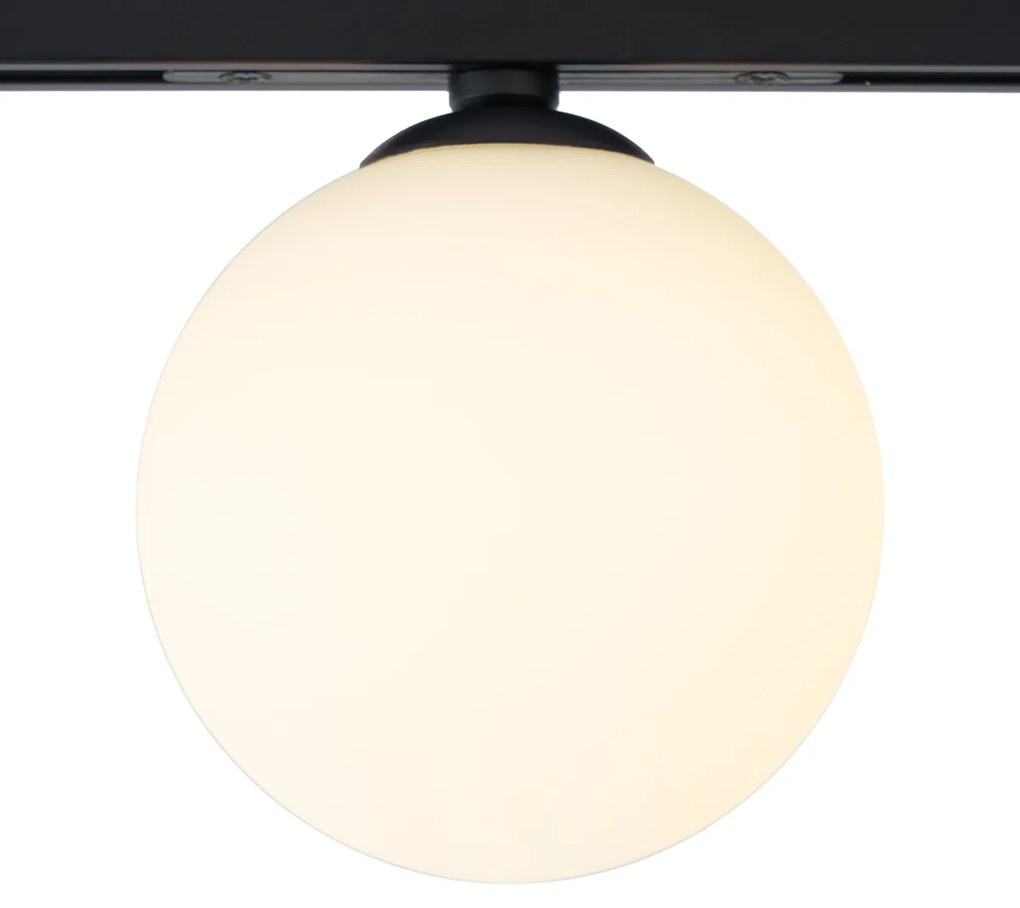 Plafonieră modernă neagră cu sticlă albă pentru sistem de șină monofazat - Slimline Eira