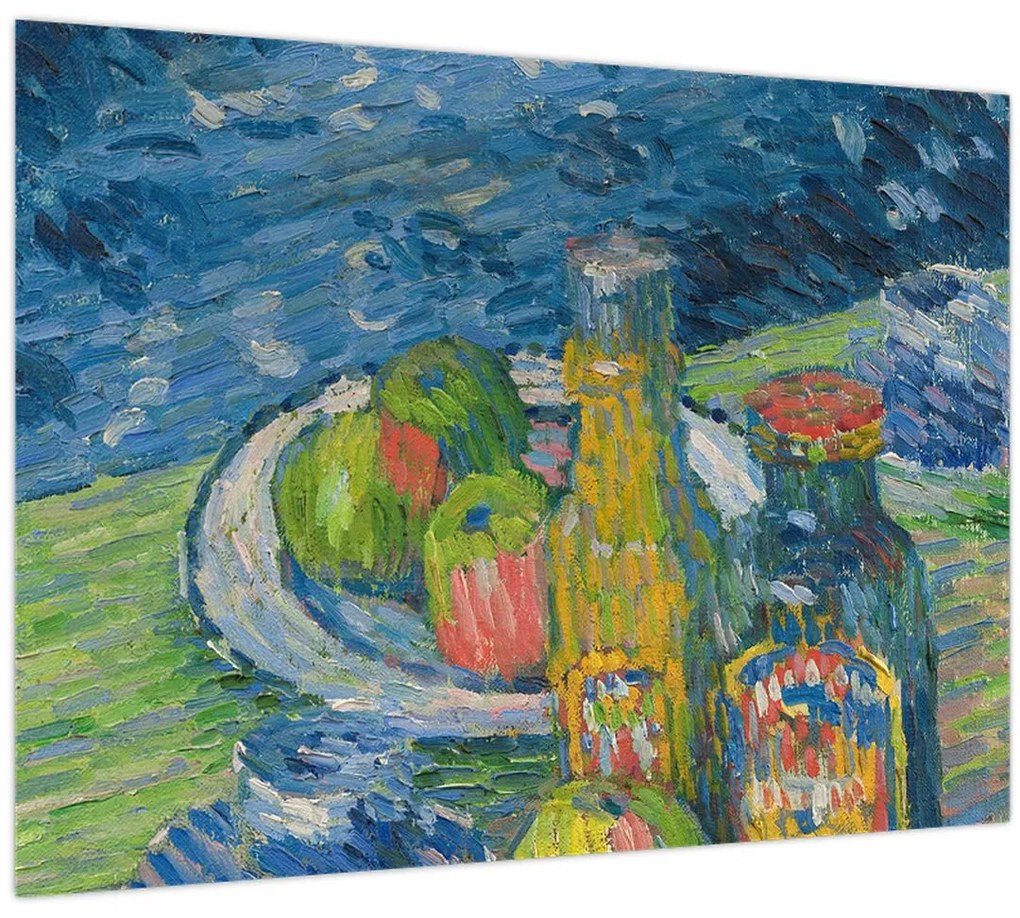 Tablou pe sticlă - Alexej von Jawlensky, Still Life with Bottles and Fruit, reproducere (70x50 cm)