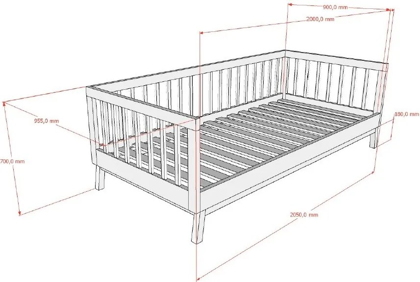 Pat pentru copii bej din lemn de pin cu somieră 90x200 cm Sezane – Vipack