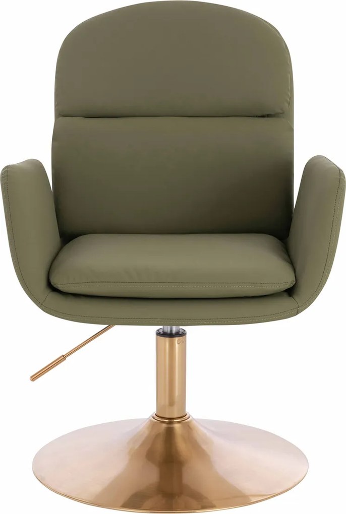 HR480N Scaun Khaki Piele Ecologica Premium Soft cu Bază Aurie