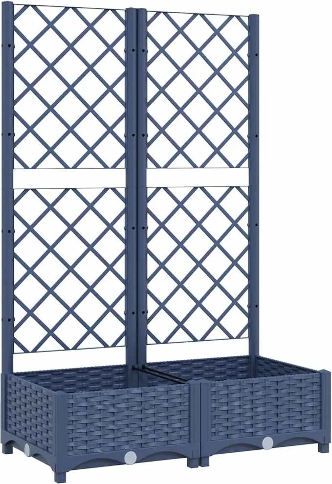 vidaXL Jardinieră de grădină cu spalier, albastru-gri, 80x40x121,5 cm, PP
