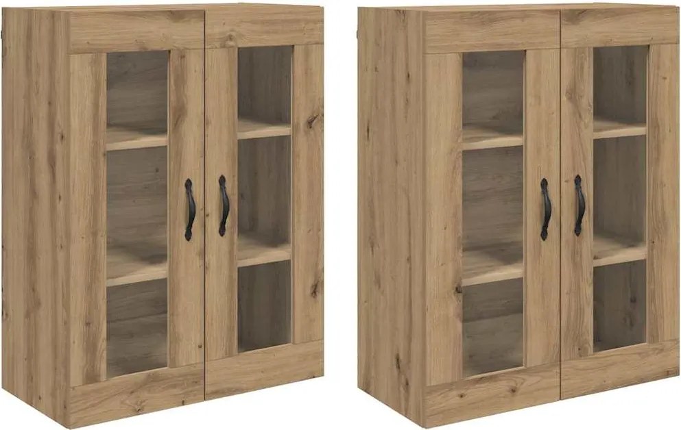 vidaXL Dulapuri de perete 2 pcs Stejar Artizanal 69,5 x 34 x 90 cm