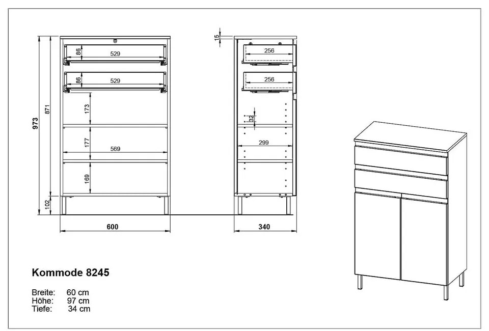 Dulap de baie gri închis cu aspect de stejar 60x97 cm Salinas - Germania