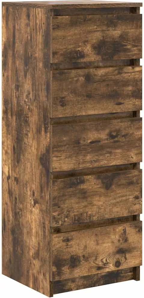 vidaXL Bufetă cu sertare Stejar afumat 37,5x35x99 cm Lemn prelucrat