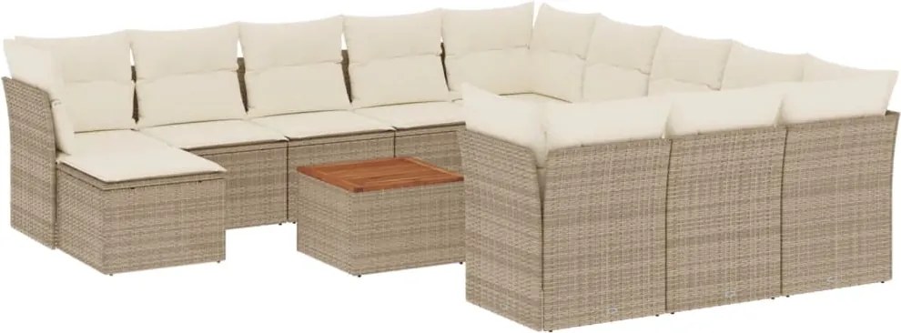 vidaXL Set canapele de grădină, 13 piese, cu perne, bej, poliratan