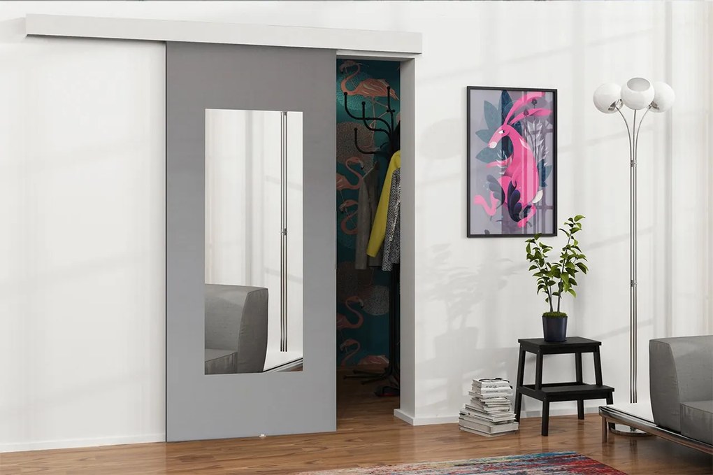 Uși culisante Meralia VII 80 (Alb + grafit + Oglindă). Promo -17%. 1059766