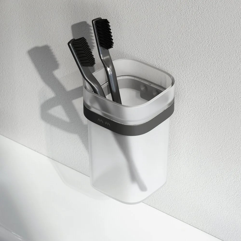 Suport periute de dinti AM.PM Func negru-sticla mata