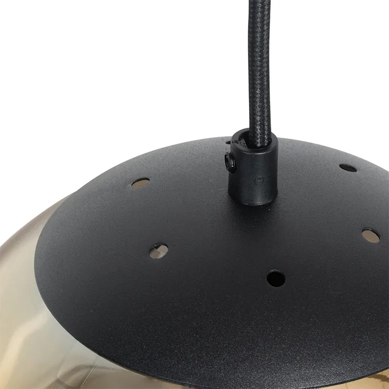 Lampă suspendată Art Deco neagră cu sticlă aurie ovală cu 3 lumini - Pallon