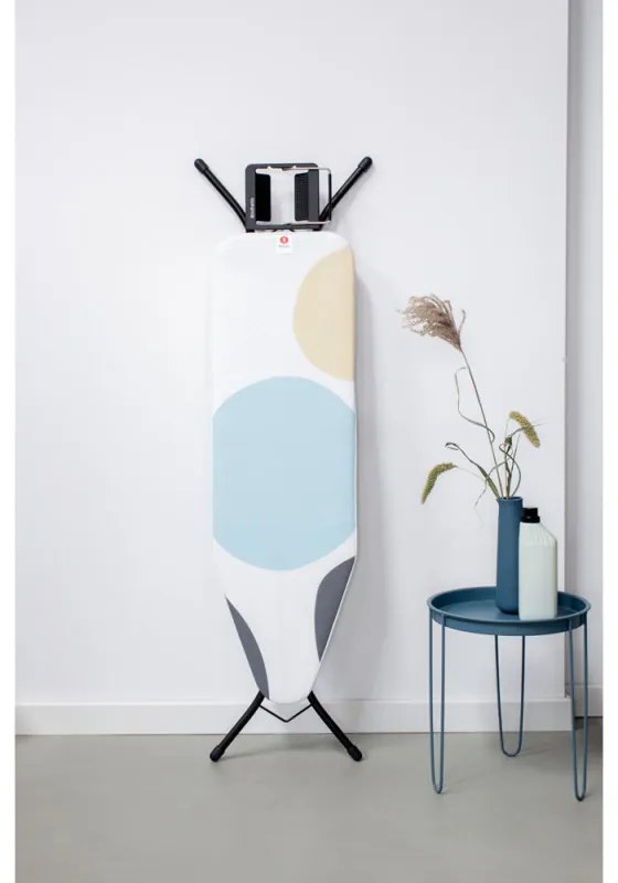 Masa de calcat Brabantia B 1003338, 124x38 cm, 7 pozitii de reglare, Suport pentru fier, Alb/Gri