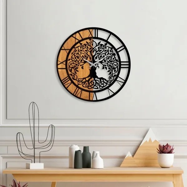 Ceas de perete d. 56 cm 1xAA lemn/metal