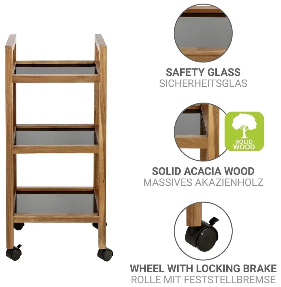 Etajeră de baie neagră/în culoare naturală din lemn de acacia 35x76,5 cm Fondi – Wenko