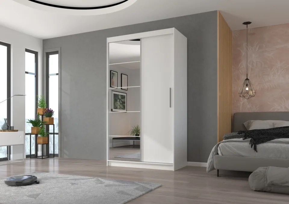 Dulap cu usi glisante si oglinda 120x215 cm, Esti, ADRK Furniture (Culoare: Murano)