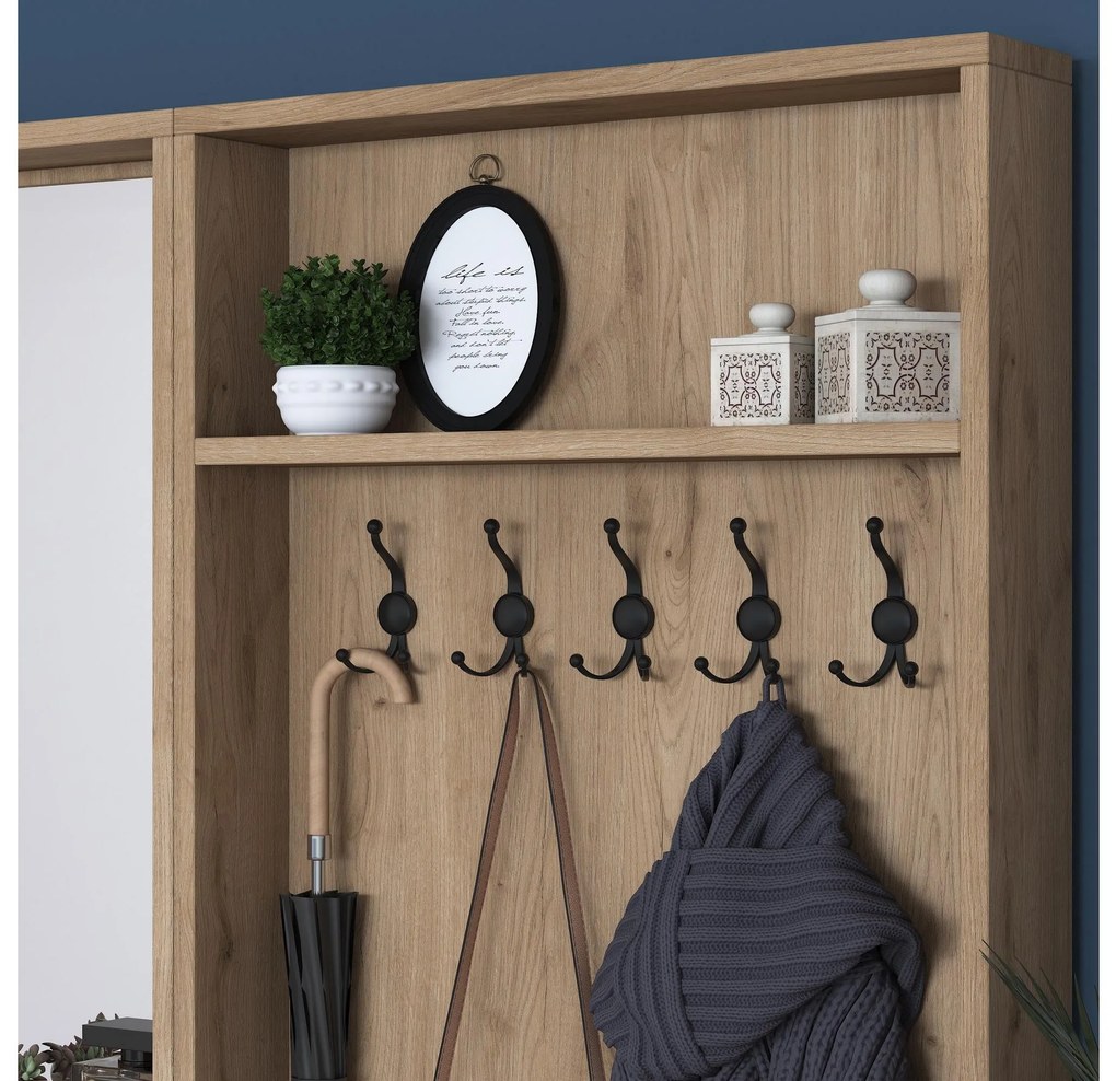 Mobilier hol Pixie 3 (alb + nuc) (cu oglindă). 1102450