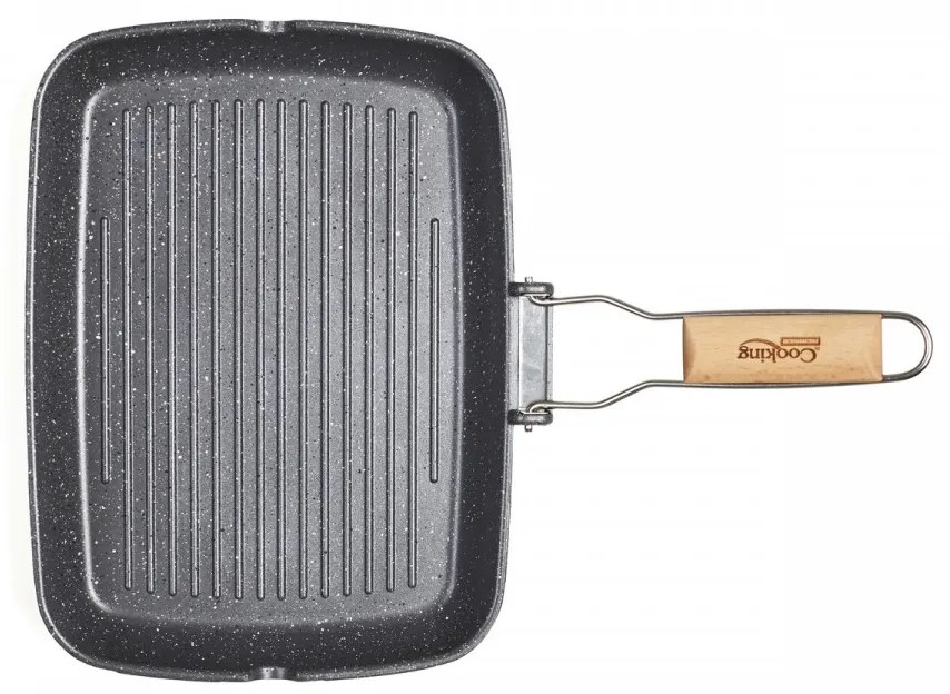 Tigaie grilll cu maner detasabil, Cooking by Heinner, 35 x 25 x 4.5 cm, aluminiu turnat cu invelis non-stick